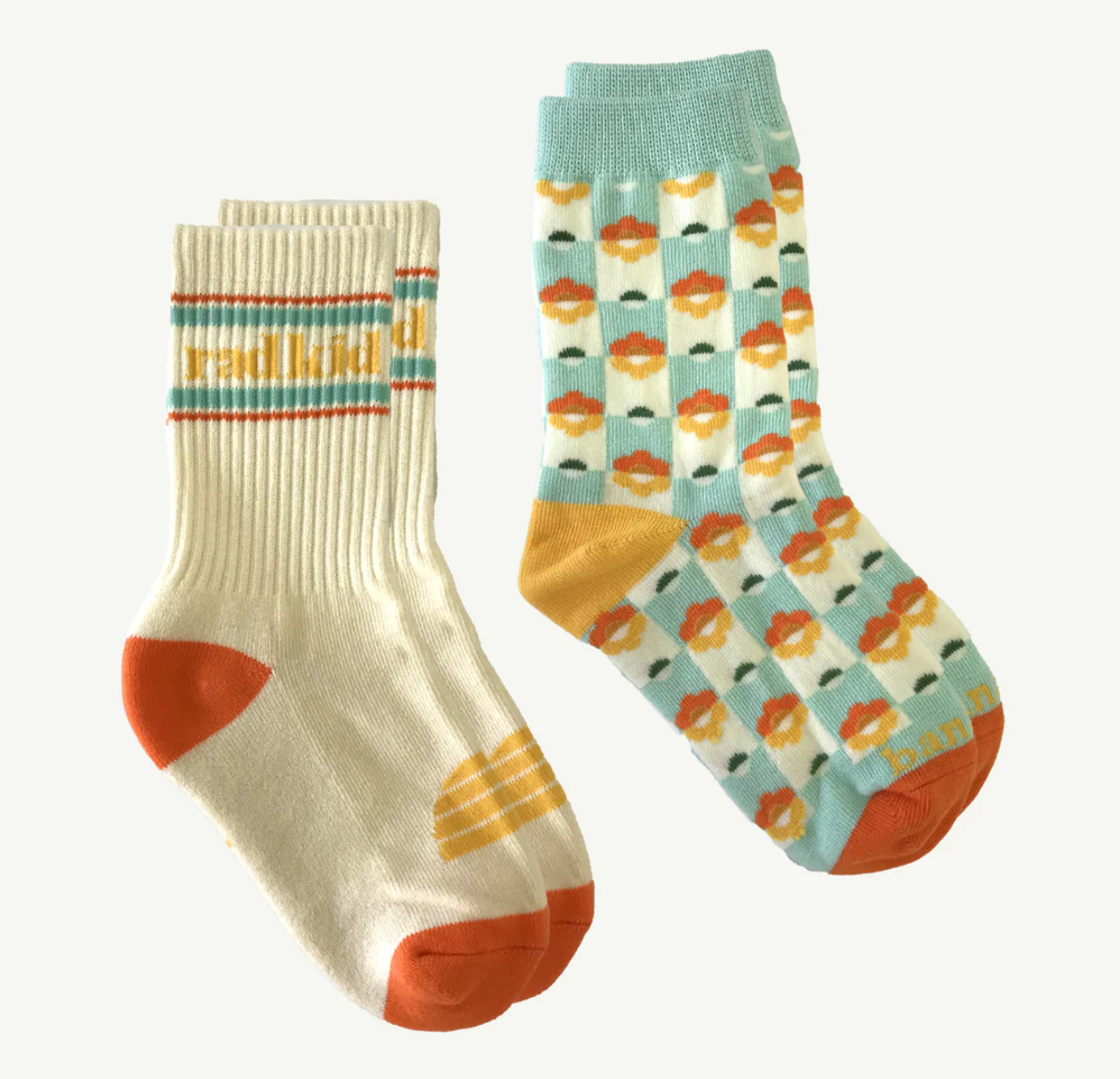 Rad Kid and Floral Check Organic Cotton Sock Pack