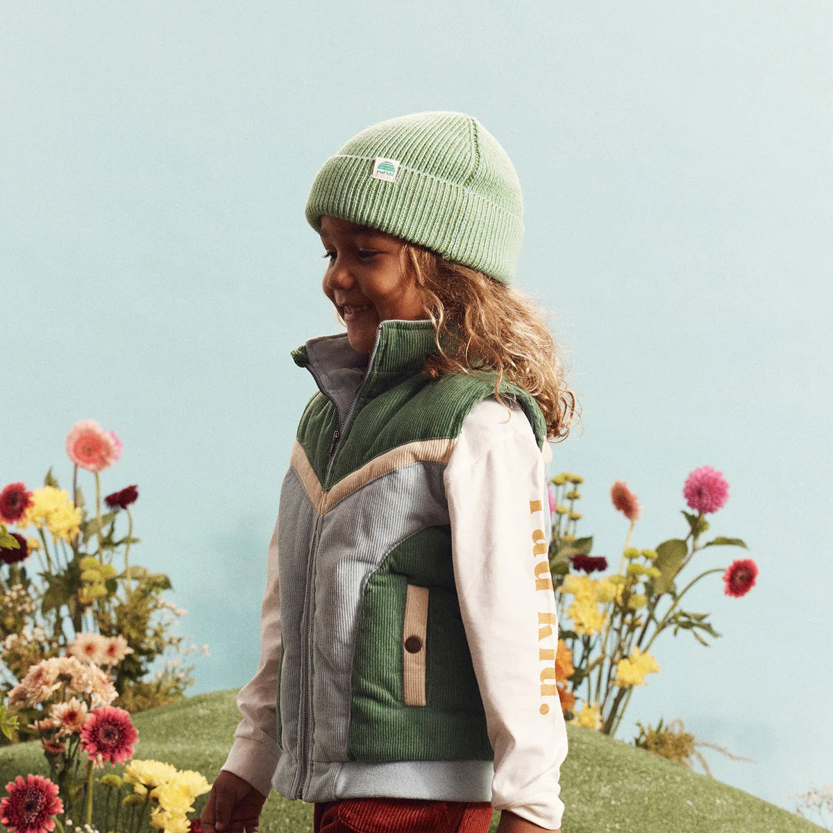 Rad Kid Organic Knit Beanie Green Marle - kids