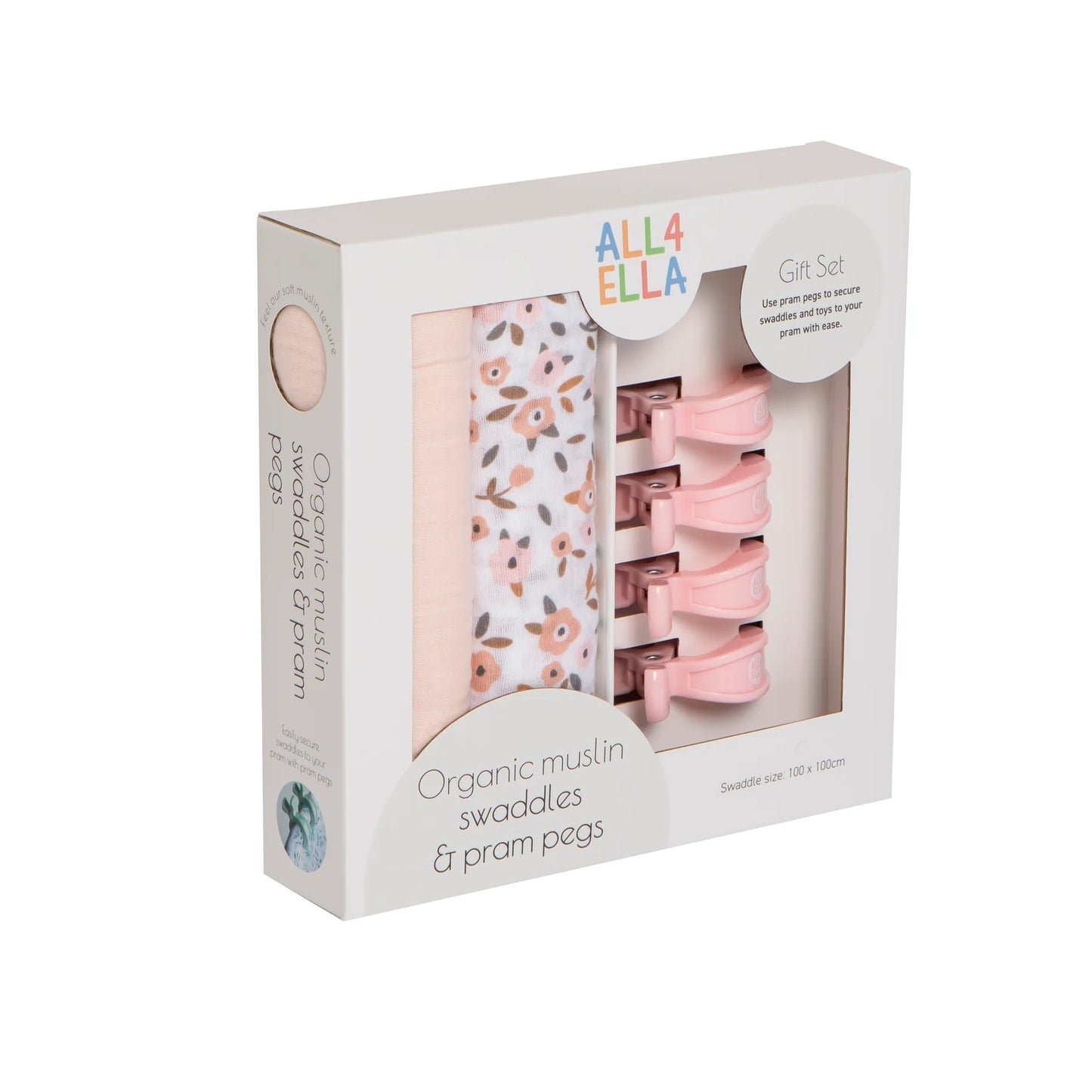 Organic swaddles & pegs gift set - Floral Bouquet