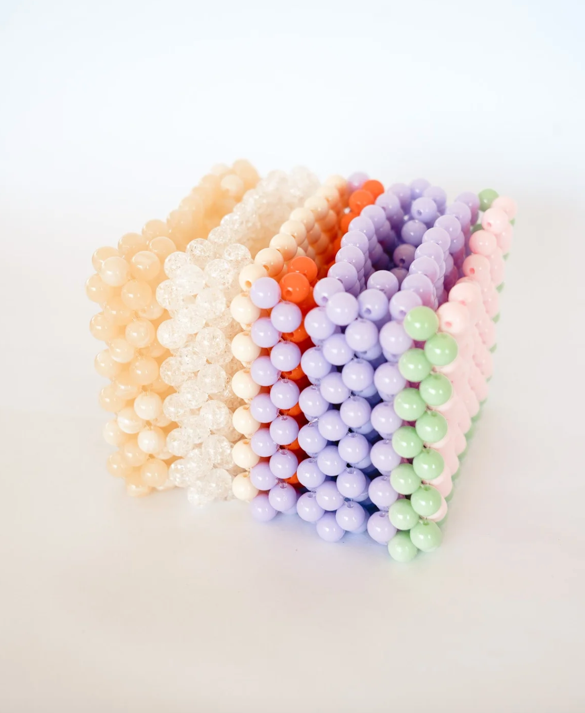 Beaded Card Holder - Cream + Lime