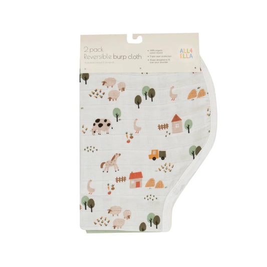 ALL 4 ELLA BURP CLOTH 2 PACK - COUNTRY FARM