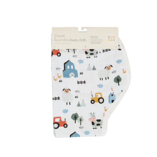 ALL 4 ELLA BURP CLOTH 2 PACK - BARNYARD