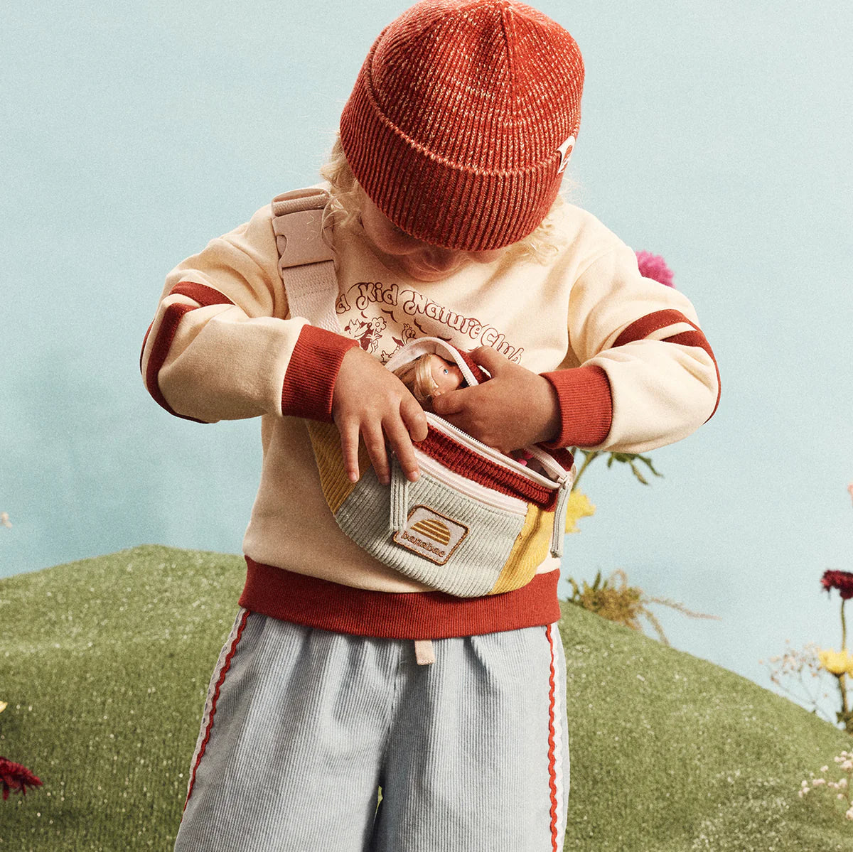 Kids Corduroy Splice Eco Belt Bag - Primary