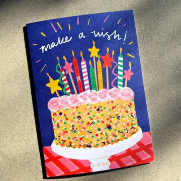 Make A Wish Birthday Card - Cake Sprinkles Fun Kids Bday