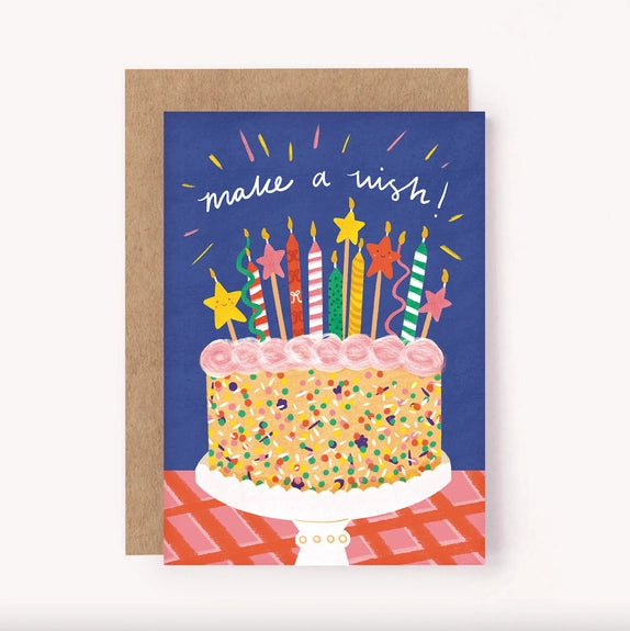 Make A Wish Birthday Card - Cake Sprinkles Fun Kids Bday
